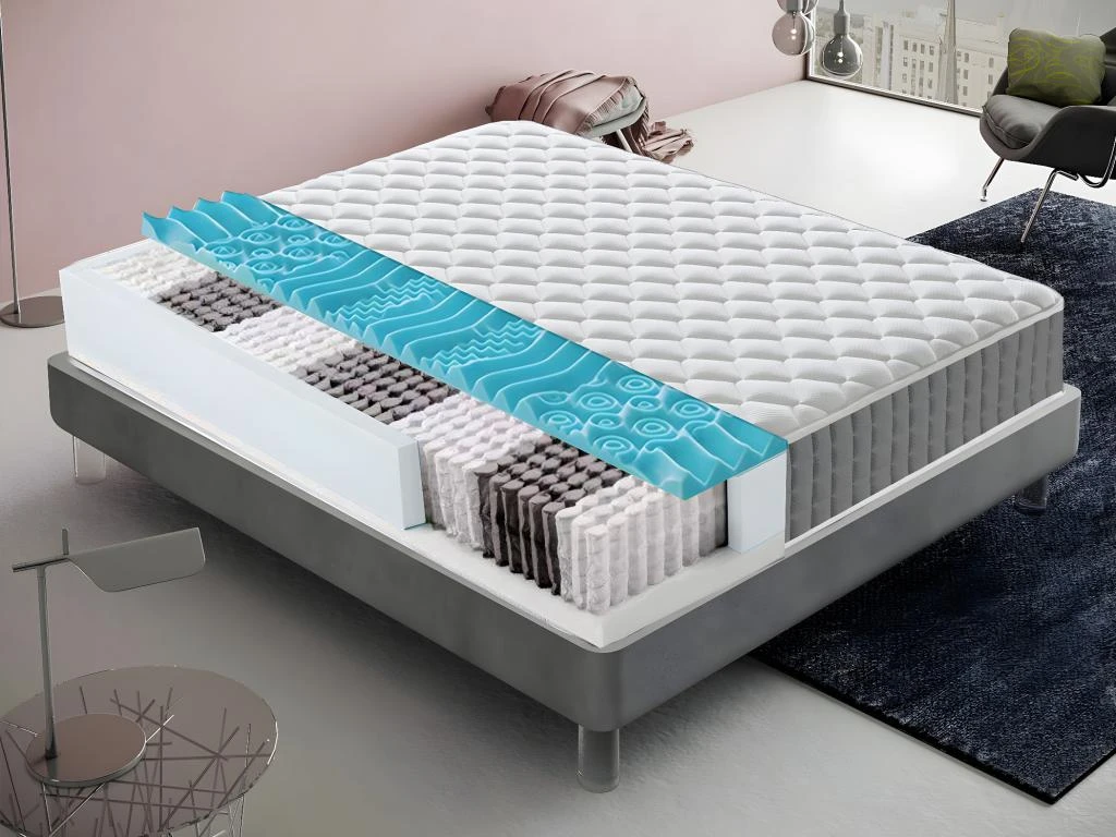 Matelas à Ressorts Ensachés Mémoire De Forme 9 Zones Différenciées Orthopédie - Anatomique - 90x190 Cm 3 Matelas à Ressorts Ensachés Mémoire De Forme 9 Zones Différenciées Orthopédie - Anatomique - 90x190 Cm