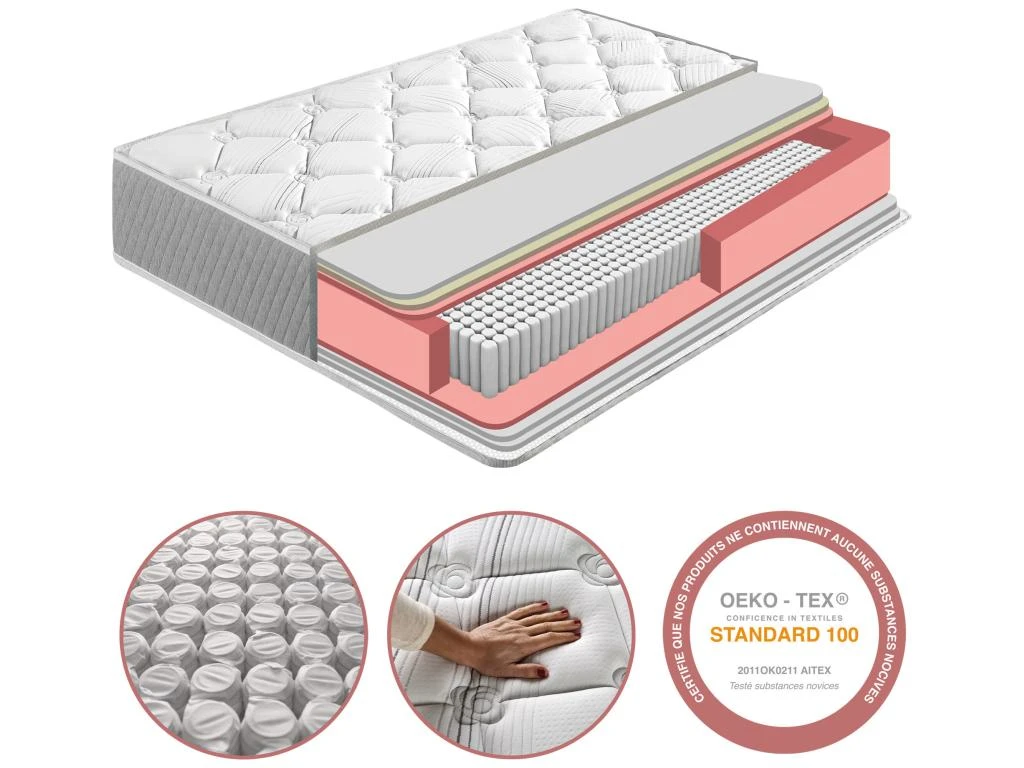 Matelas Soft Confort 140x200 Cm De Ressorts Ensachés, 22 Cm De Hauteur 5 Matelas Soft Confort 140x200 Cm De Ressorts Ensachés, 22 Cm De Hauteur – Image 3