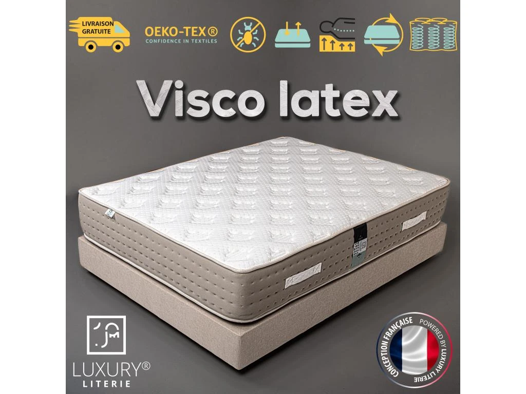 Matelas 90x190 Cm Visco Latex, Ressorts Ensachés, Mémoire De Forme, Latex, Indépendance Du Couchage, Réversible, Orthopédique,26cm 3 Matelas 90x190 Cm Visco Latex, Ressorts Ensachés, Mémoire De Forme, Latex, Indépendance Du Couchage, Réversible, Orthopédique,26cm