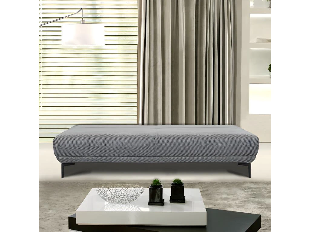 Module Banquette 3 Places Tissu Alvéolé Gris Pieds Métal Noir - ELINOR 4 Module Banquette 3 Places Tissu Alvéolé Gris Pieds Métal Noir - ELINOR – Image 2