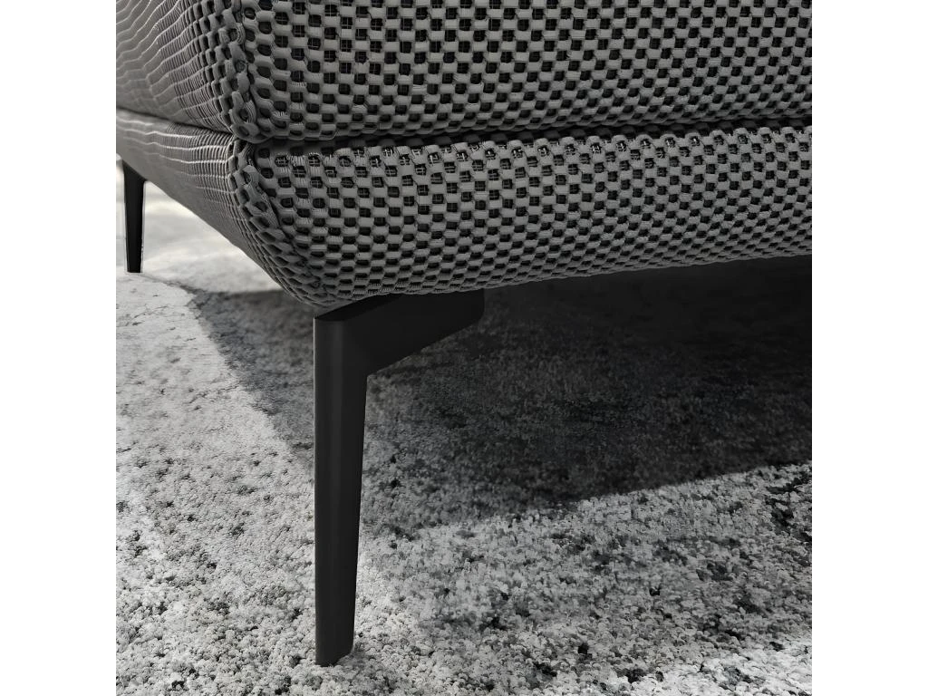 Module Banquette 3 Places Tissu Alvéolé Gris Pieds Métal Noir - ELINOR 6 Module Banquette 3 Places Tissu Alvéolé Gris Pieds Métal Noir - ELINOR – Image 4