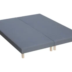 Sommier Tapissier à Lattes Bleu Denim Made In France Dimensions - 2x90 X 200 Cm