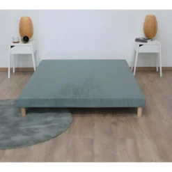 Sommier Tapissier à Lattes Vert Celadon Made In France Dimensions - 160 X 200 Cm -Sominova Soldes Boutique sommier 10775755