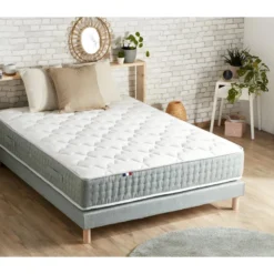 Sommier Tapissier à Lattes Vert Celadon Made In France Dimensions - 160 X 200 Cm -Sominova Soldes Boutique sommier 10775757
