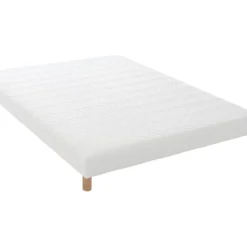 Sommier Tapissier à Lattes Blanc Made In France Dimensions - 160 X 200 Cm