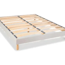 BELLECOUR LITERIE | Sommier à Lattes En Bois CAPITOLE 160x200 Cm | Coloris Gris Clair | Livré En Kit
