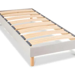 BELLECOUR LITERIE | Sommier à Lattes En Bois CAPITOLE 90x190 Cm | Coloris Gris Clair | Livré En Kit