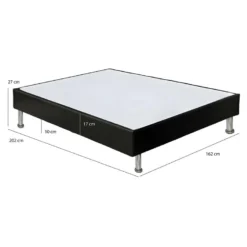 Sommier Tapissier 160x200 Cm En Simili Noir Et Pieds Métal - REMIMOS -Sominova Soldes Boutique sommier 11547767
