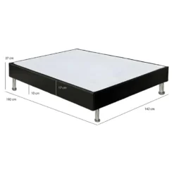 Sommier Tapissier 140x190 Cm En Simili Noir Et Pieds Métal - REMIMOS -Sominova Soldes Boutique sommier 11547777