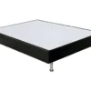 Sommier Tapissier 90x190 Cm En Simili Noir Et Pieds Métal - REMIMOS
