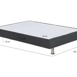 Sommier Tapissier 180x200 Cm En Tissu Foncé Gris Pieds Métal - REMIMOS -Sominova Soldes Boutique sommier 11914555