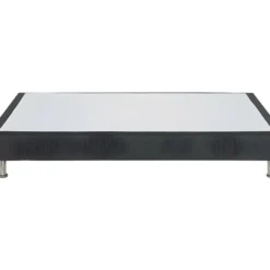 Sommier Tapissier 90x190 Cm En Tissu Gris Foncé Pieds Métal - REMIMOS -Sominova Soldes Boutique sommier 11914561