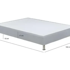 Sommier Tapissier 180x200 Cm En Tissu Gris Et Pieds Métal - REMIMOS -Sominova Soldes Boutique sommier 11914575