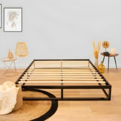 OLYMPE LITERIE | Sommier à Lattes En Métal LEONIDAS 140x190 Cm | Coloris Noir | Livré En Kit -Sominova Soldes Boutique sommier 12873557