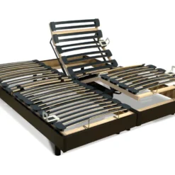 Sommier électrique De Relaxation Lattes Multiplis - 5 Plans - Fermeté Réglable - 80 X 200 Cm - Noir - FENRIR De DREAMEA -Sominova Soldes Boutique sommier 161117