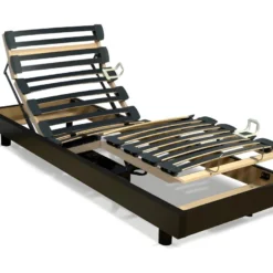 Sommier électrique De Relaxation Lattes Multiplis - 5 Plans - Fermeté Réglable - 80 X 200 Cm - Noir - FENRIR De DREAMEA