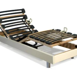 Sommier électrique De Relaxation Lattes Multiplis - 5 Plans - Fermeté Réglable - 90 X 200 Cm - Blanc - FENRIR De DREAMEA