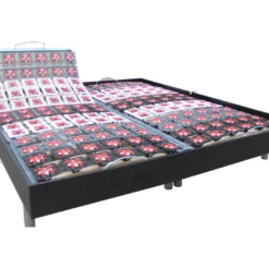 Sommier électrique De Relaxation 2x78 Plots Déco Bois Noir - 2 X 90 X 200 Cm - Moteurs OKIN - NAFURI De DREAMEA
