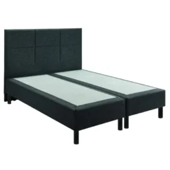 Ensemble Boxspring Sommier à Ressorts + Tête De Lit + Pieds Gris Chiné Epeda ENCHANTEUR 180X200