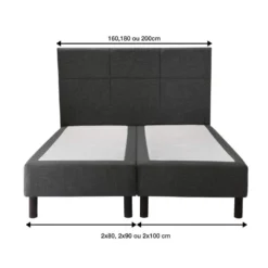 Ensemble Boxspring Sommier à Ressorts + Tête De Lit + Pieds Gris Chiné Epeda ENCHANTEUR 180X200 -Sominova Soldes Boutique sommier 19459649