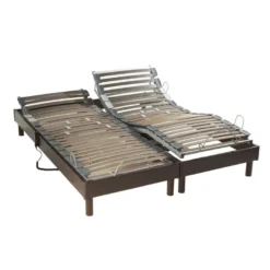 Sommier électrique De Relaxation à Lattes En Bois Wengé 2x90x190