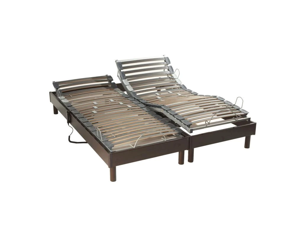 Sommier électrique De Relaxation à Lattes En Bois Wengé 2x80x200 3 Sommier électrique De Relaxation à Lattes En Bois Wengé 2x80x200