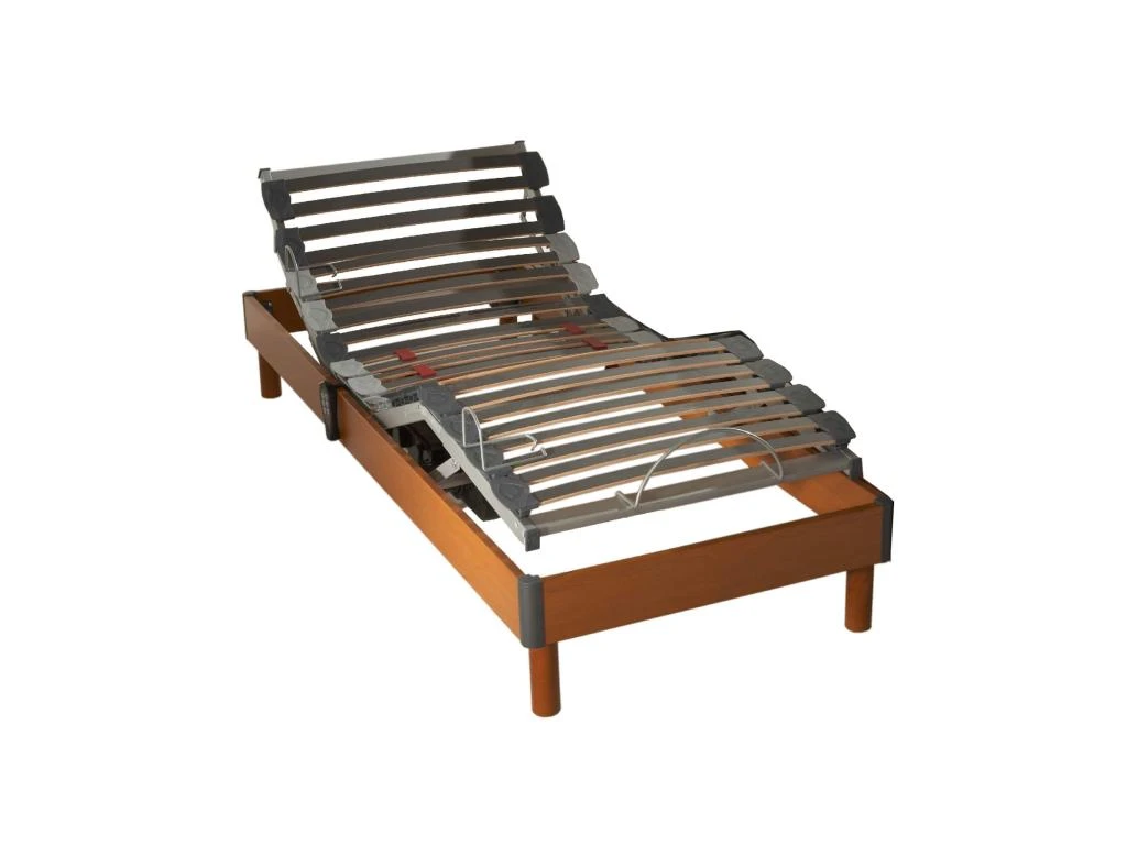 Sommier électrique De Relaxation à Lattes En Bois Mérisier 90x200 3 Sommier électrique De Relaxation à Lattes En Bois Mérisier 90x200