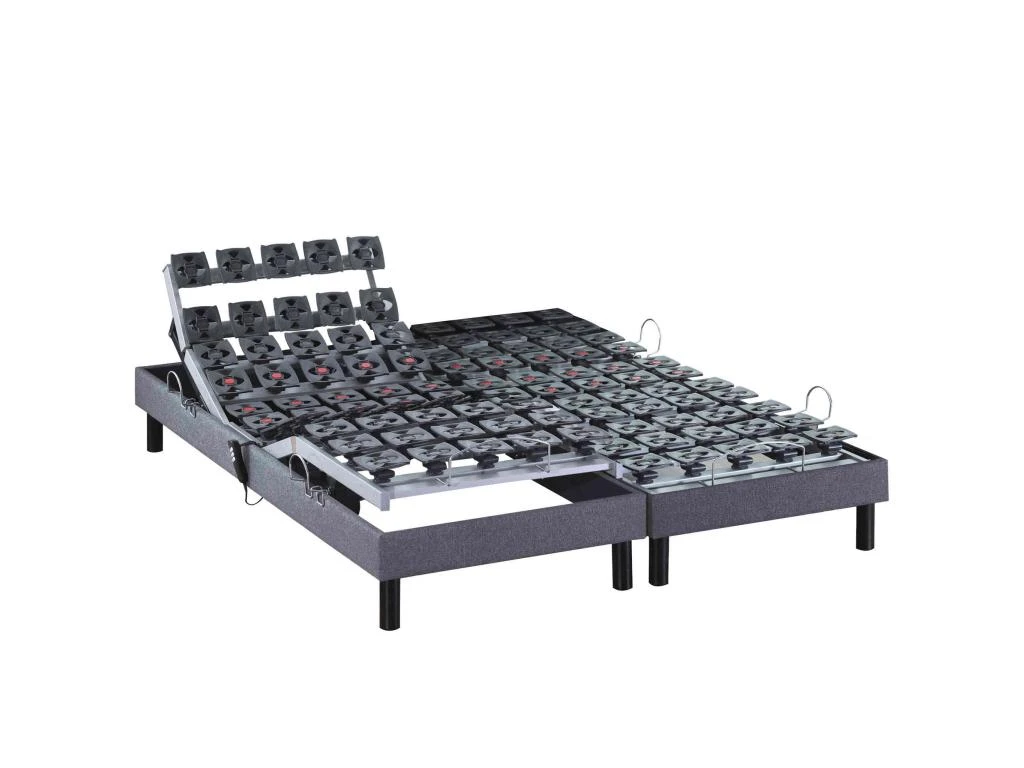 Sommier électrique De Relaxation Tout Plots Tissu Gris Clair 2x70x190 3 Sommier électrique De Relaxation Tout Plots Tissu Gris Clair 2x70x190