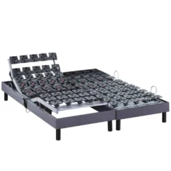 Sommier électrique De Relaxation Tout Plots Tissu Gris Clair 2x80x200