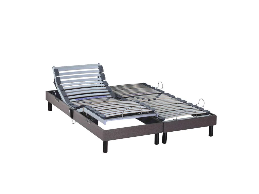 Sommier électrique De Relaxation Tout Lattes Tissu Taupe 2x80x200 3 Sommier électrique De Relaxation Tout Lattes Tissu Taupe 2x80x200