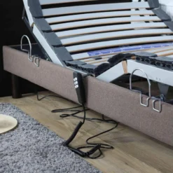 Sommier électrique De Relaxation Tout Lattes Tissu Taupe 2x80x200 10 Sommier électrique De Relaxation Tout Lattes Tissu Taupe 2x80x200 -Sominova Soldes Boutique sommier 19477885