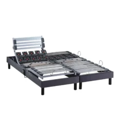 Sommier électrique De Relaxation Lattes + Plots Tissu Anthracite 2x70x190