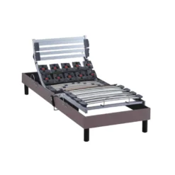 Sommier électrique De Relaxation Lattes + Plots Tissu Taupe 80x200