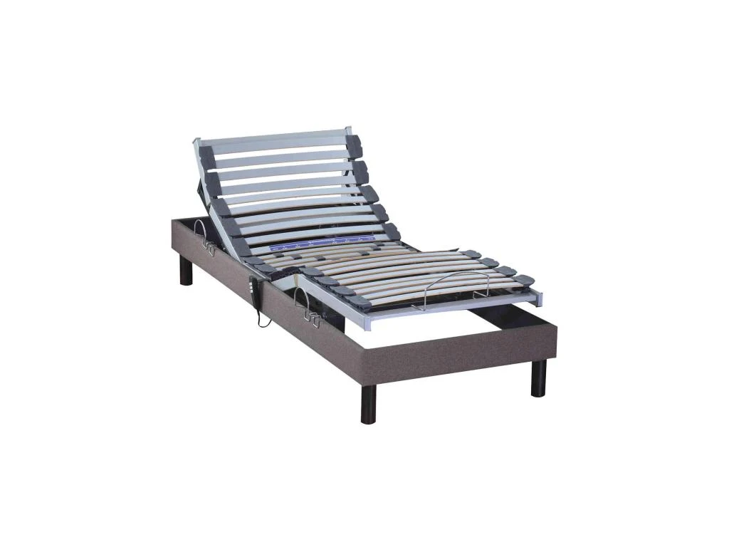 Sommier électrique De Relaxation Tout Lattes Tissu Taupe 80x200 3 Sommier électrique De Relaxation Tout Lattes Tissu Taupe 80x200