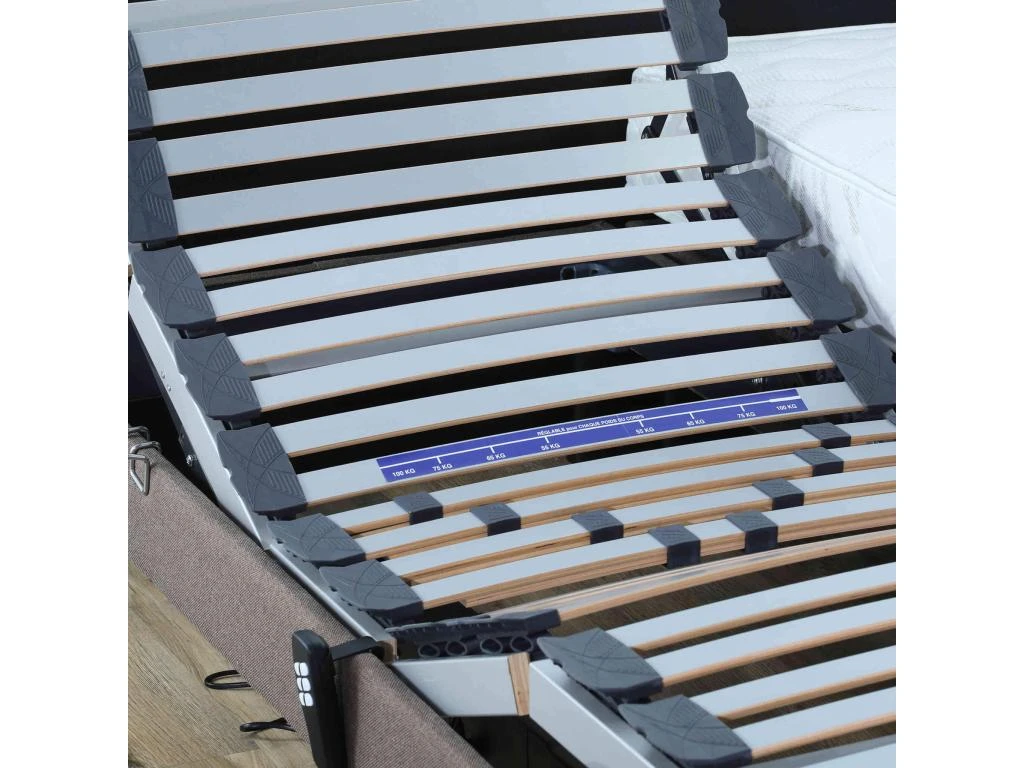 Sommier électrique De Relaxation Tout Lattes Tissu Taupe 80x200 4 Sommier électrique De Relaxation Tout Lattes Tissu Taupe 80x200 – Image 2