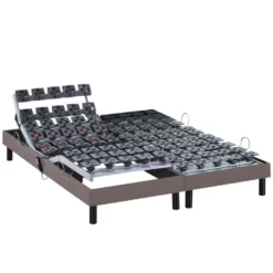 Sommier électrique De Relaxation Tout Plots Tissu Taupe 2x90x190