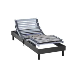 Sommier électrique De Relaxation Tout Lattes Tissu Anthracite 80x200