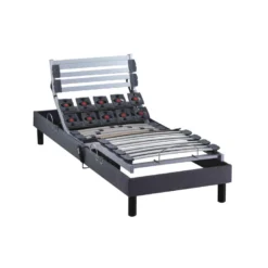 Sommier électrique De Relaxation Lattes + Plots Tissu Anthracite 80x200