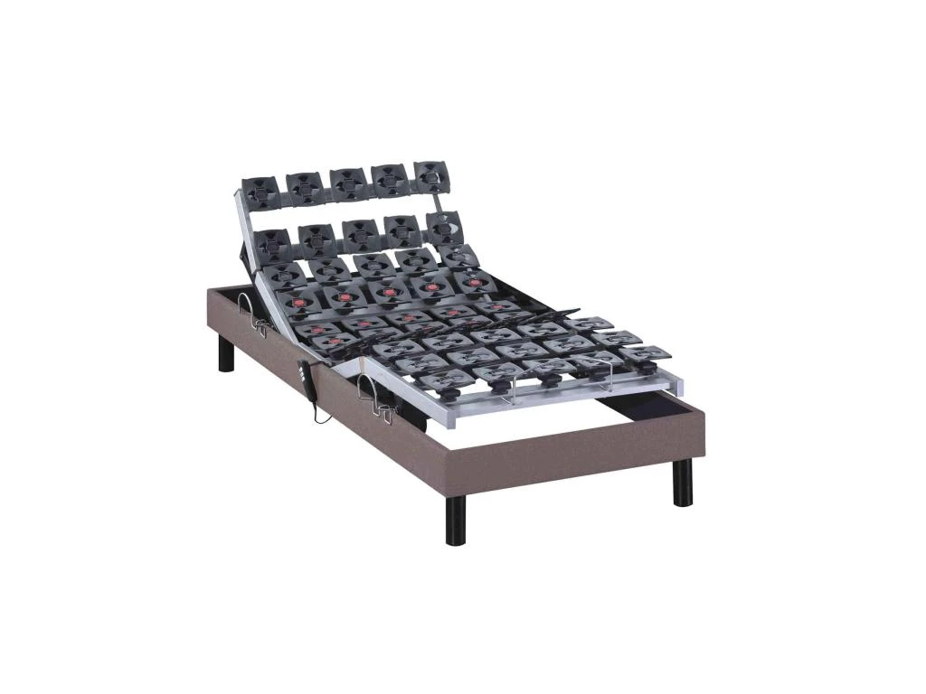 Sommier électrique De Relaxation Tout Plots Tissu Taupe 90x200 3 Sommier électrique De Relaxation Tout Plots Tissu Taupe 90x200