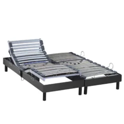 Sommier électrique De Relaxation Tout Lattes Tissu Anthracite 2x70x190