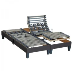 Lot De Sommiers Lattes Plus Plots Gris Anthracite Dimensions - 2x90 X 200 Cm