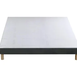 Sommier Déco Tapissier 140 X 190 Cm Velours Gris - SOBEK De DREAMEA -Sominova Soldes Boutique sommier 22140935