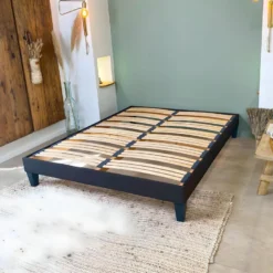 OLYMPE LITERIE | Sommier à Lattes En Bois KIT15 200x200 Cm | Coloris Gris Anthracite | Livré En Kit -Sominova Soldes Boutique sommier 22723425