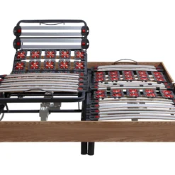 Sommier électrique De Relaxation Lattes Et 2x30 Plots Déco Bois Chêne Naturel - 2 X 90 X 200 Cm - Moteurs OKIN - CISERANO De DREAMEA -Sominova Soldes Boutique sommier 237799