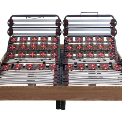 Sommier électrique De Relaxation Lattes Et 2x25 Plots Déco Bois Chêne Naturel - 2 X 80 X 200 Cm - Moteurs OKIN - CISERANO De DREAMEA -Sominova Soldes Boutique sommier 237805 1