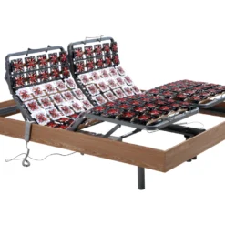 Sommier électrique De Relaxation 2x48 Plots Déco Bois Chêne Naturel - 2 X 70 X 190 Cm - Moteurs OKIN - NAFURI De DREAMEA