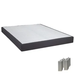 TAPIKIT - Sommier Tapissier Démontable 2x20 Lattes 140x190cm Anthracite + Pieds Carrés Argent 15cm