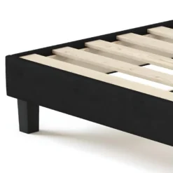 Sommier à Lattes 90x190 Tissu Déco Noir - Axel -Sominova Soldes Boutique sommier 9010555