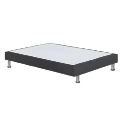 Sommier Tapissier 140x190 Cm En Tissu Gris Foncé Pieds Métal - REMIMOS