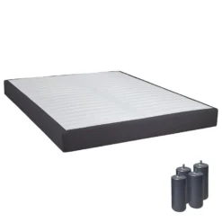 TAPIKIT - Sommier Tapissier Démontable 2x20 Lattes 160x200cm Anthracite + Pieds Anthracites 15cm